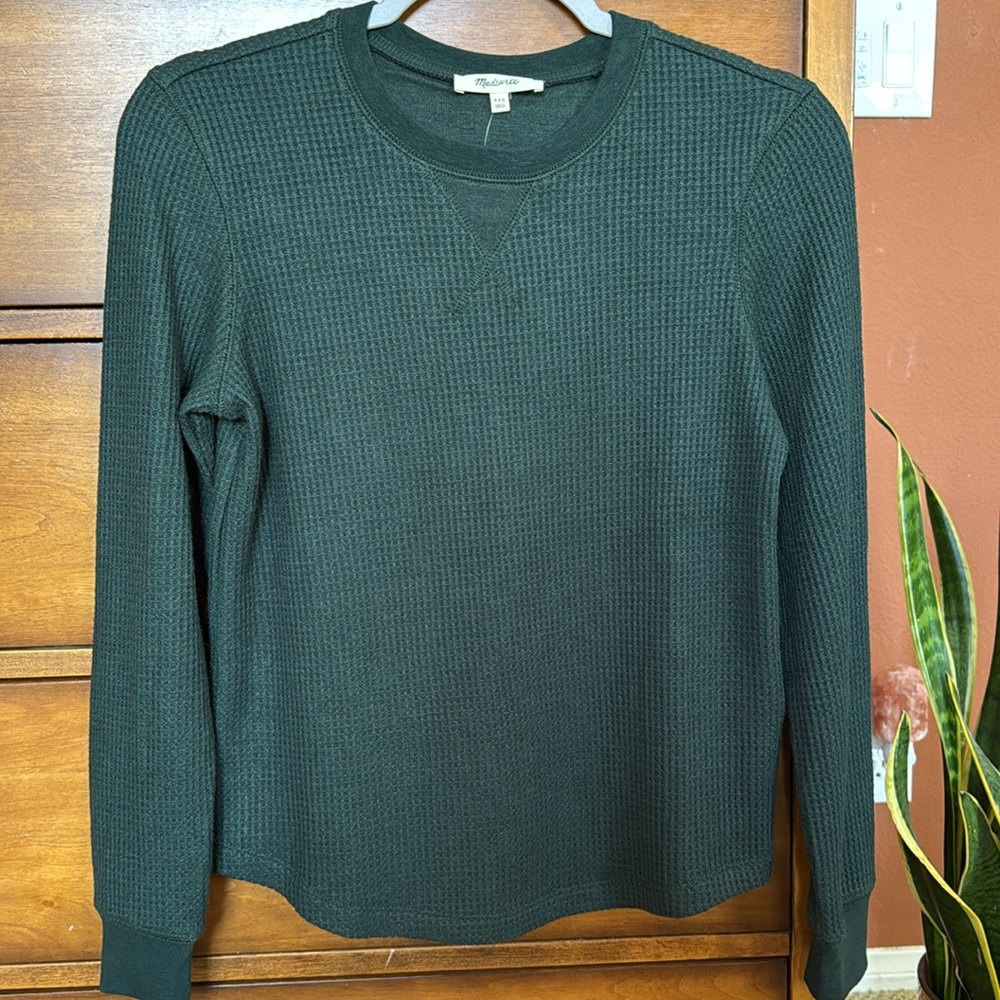 Madewell Forest Green Waffle Knit Top